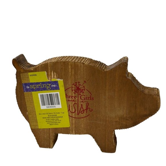 Rustic Pig Shaped Wood Decor Distressed Accent Primitive Kitchen Home - Picture 4 of 12